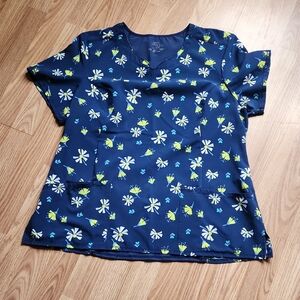 Cherokee Navy Floral Scrub Top